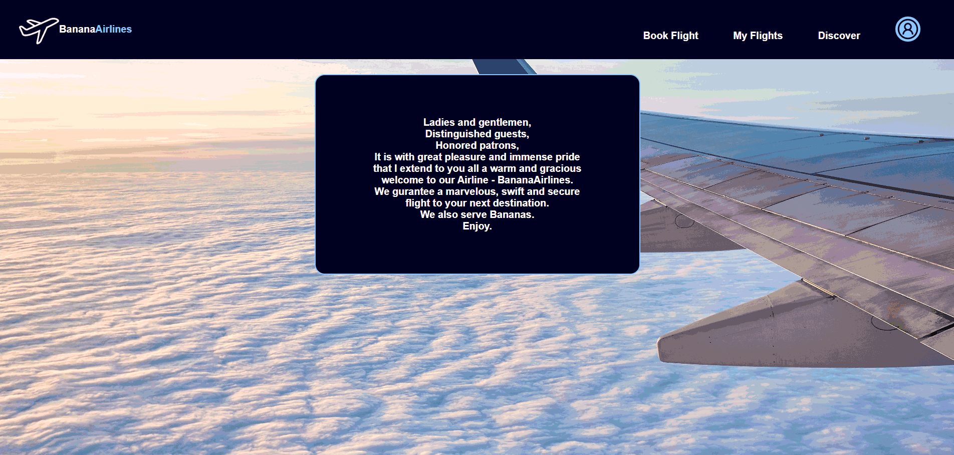 Banana Airlines Website